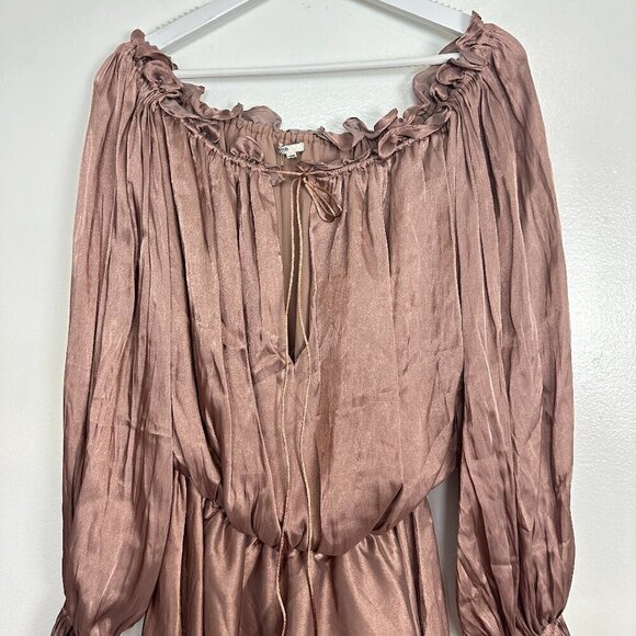 HOUSE OF CB Chaya Off Shoulder Dress in Hazelnut Size Small - Picture 6 of 16